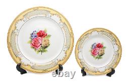 Antique Gold Rose/Floral 57 Pcs Dinner Set, Completely Service For 8 Person