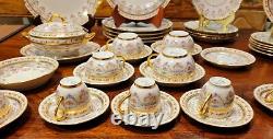 Antique JP Limoges Pink Rose Gold Dinner Plate Tea Cup And Saucer Tureen Set 39p