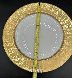 Antique Limoges France Dinner Plates Heavily Gilded Gold Encrusted M I Co Set 4