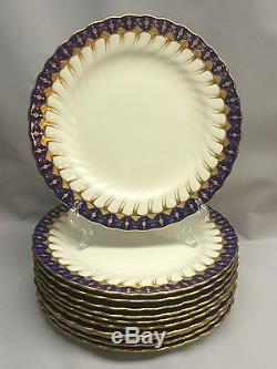 Antique MINTON for Tiffany & Co. Cobalt and Gold Dinner Plates Set of 10