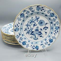 Antique Meissen Blue Onion Gold Rim Dinner Plates 9 7/8 Set of 8- X Swords #1