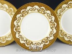 Antique Minton England H2895 GOLD ENCRUSTED 10-1/4 DINNER PLATES Set of 10