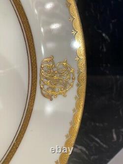 Antique Mintons R. Briggs & Co. Boston Gold Gilt 10.25 Dinner Plates Set of 6