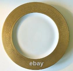 Antique Porcelain 22 K Gold Encrusted Gilt Border Dinner Plate Plates Set of 12