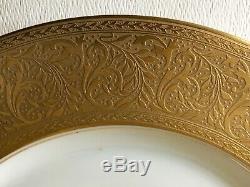 Antique Porcelain Gold Encrusted Floral Bavarian Dinner Plates Henrich&Co Set x8