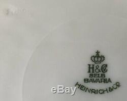 Antique Porcelain Gold Encrusted Floral Bavarian Dinner Plates Henrich&Co Set x8