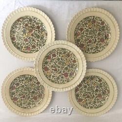 Antique Royal Doulton Persian Chintz 3550 Plates Parrots 8 3/4 Fluted Set of 5