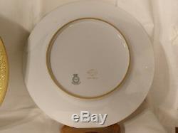 Antique Set of 12 All Over Gold Encrusted Dinner Service Cabinet Plates 1923
