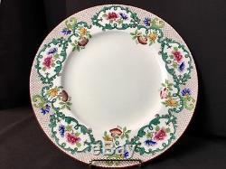 Antique Set of 6 Cauldon China Hand Painted 10&3/4 Dinner Plates (Red Trim)