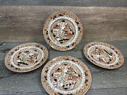 Antique Willow Imari Pattern 9 Dinner Plates British Anchor Pottery England4