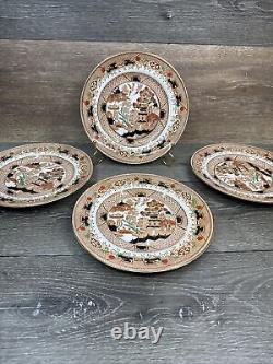 Antique Willow Imari Pattern 9 Dinner Plates British Anchor Pottery England4