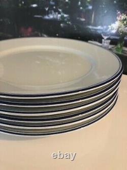 Apilco Tres Grande Blue Striped 12 Inch Dinner Plates Set of 6