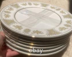 Arlen Gold/brown/yellowithorange Vintage Pattern Fine China Dinner Plate Set of 7
