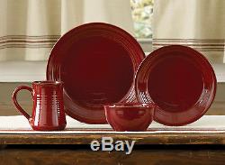 Aspen Dinner Plates by Park Designs, Deep Red Pottery Style, Set of 4, 11 Dia