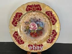 Aynsley England Bone China Signed by J. A. Bailey Floral Dinner Plates Set of 12