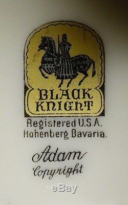 BLACK KNIGHT-HOHENBERG BAVARIA 1930'S SET 12 GREEN + GOLD PLATED dinner PLATES