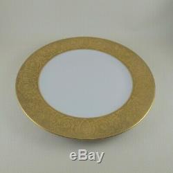 BLACK KNIGHT / HUTSCHENREUTHER Set of 7 Gold Encrusted Thick Band Dinner Plates