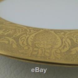 BLACK KNIGHT / HUTSCHENREUTHER Set of 7 Gold Encrusted Thick Band Dinner Plates