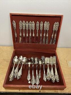 Baroque By Godinger Silver Plated 65 Piece Flatware Set Service 12 Servings Box