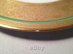 Beautiful Antique Set Of 12 Heinrich Selb Bavaria Gold Encrusted Dinner Plates