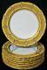 Beautiful Set Of 10 Royal Worcester Porcelain Yellow Gold Dinner Cabinet Plates