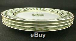 Bernardaud Constance Dinner Plates 10 3/8 Limoges Green Gold EXC (Set of 4)