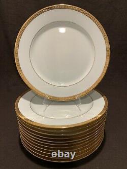 Bernardaud Limoges Madison Gold Dinner Plates 10 3/8 Diameter Set of 12