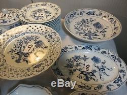 Blue Danube Dinner Fine China Set, Cups, Plates, Bowls, Cake Plate, 75 Piece Lot