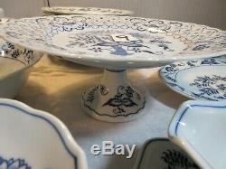 Blue Danube Dinner Fine China Set, Cups, Plates, Bowls, Cake Plate, 75 Piece Lot