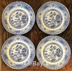 Blue Willow Enamelware 11 Dinner Plate Set of 4 The Golden Rabbit II NOS