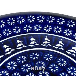 Boleslawiec Winter Night Polish Pottery Dinner Plate Lot Of 4 Blue Floral New