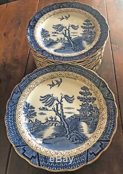 Booths Real Old Willow Set of 36 China Dinner Plate (10.5 inch, gold trim)