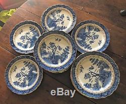 Booths Real Old Willow Set of 36 China Dinner Plate (10.5 inch, gold trim)