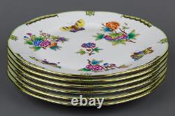 Brand New Set of Six Herend Queen Victoria Dinner Plates, 6 Pieces, #524/VBO