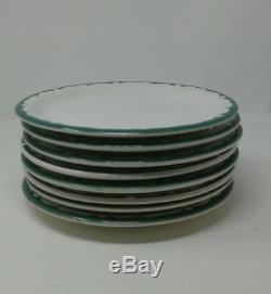 Buffalo China Vintage Plate Green Scroll USA Restaurant Diner-ware Set 8 Plates