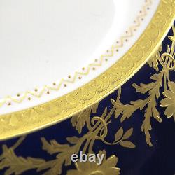 C1890 BROWNFIELD DAVIS COLLAMORE China 9 Dinner Plate Set Gold Encrusted Cobalt