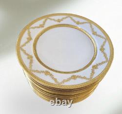 C1907-1919 Set of 12 Limoges Gold Gilded Porcelain 8.5 Plates Tressemann Vogt