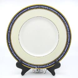 C1920 MINTON for DAVIS COLLAMORE 12 Dinner Plate Set Laurel Gold Cobalt K145