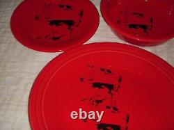 CALVIN KLEIN X FIESTAWARE red SET OF 3 plates + bowl Andy Warhol Dennis Hopper