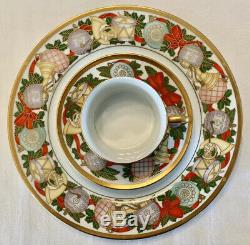 CHRISTIAN DIOR Christmas 3 PIECE PLACE SETTING Dinner Plate Cup Saucer PERFECT