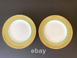Ca. 1900 Wedgwood dinner plates, set of 12, gold encrusted green border, 10.5'