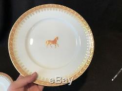 Ceralene A Raynaud Limoges Empire Orange Gold Horse Dinner Plates Set of 5