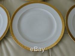 Charles Ahrenfeldt Limoges Raised Gold Encrusted Dinner Plates 9 3/4 Set Of 9