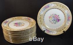 Charles Ahrenfeldt Sevres Porcelain Floral Dinner Plates Set of 12