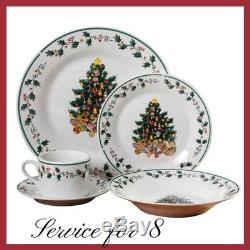 Christmas Dinnerware Set Of 40-Piece Tree Tri Dinner Plate Dishes Service for 8