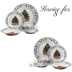 Christmas Dinnerware Set Of 40-Piece Tree Tri Dinner Plate Dishes Service for 8