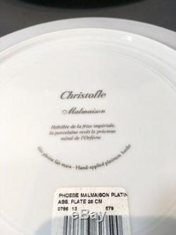 Christofle Malmaison Platinum Set 6 Dinner plates cm. 26 7645115 NEW