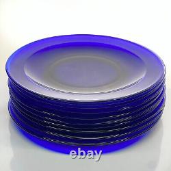Cobalt Blue Glass Plates Dinner & Salad Set of 30 Retro Dinnerware