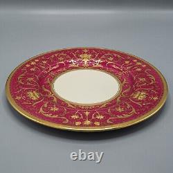 Copeland Spode Cabinet Dinner Plate Gold Encrusted Ruby Red Flowers -10 1/2