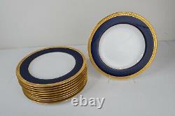 Copeland Spode Cobalt Blue Gold Encrusted Dinner Plates Set 10 -10 1/4D Antique